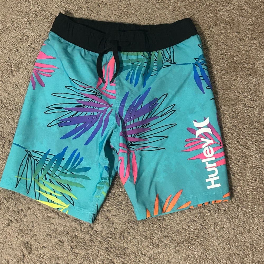 Hurley Kids' Tropical Leaf Print Shorts - Blue and Multicolor
